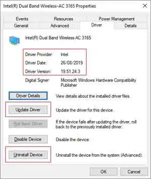 Microsoft Windows Wireless Driver Settings