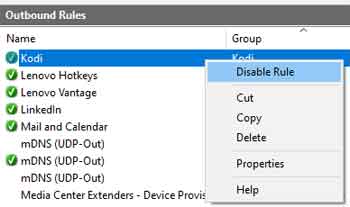 Windows Defender Firewall Disabling Outbound Rules