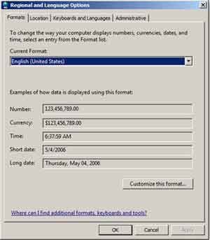 Regional And Language Customize Options