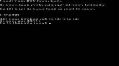 Windows XP Recovery Console Access