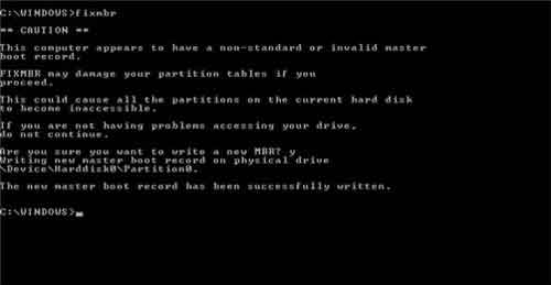 Fixmbr Command Completed