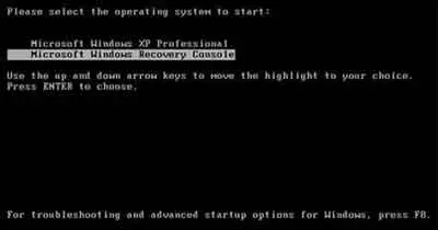 Recovery Console Install Boot Options