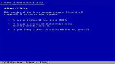 Windows XP Recovery Console Repair Option