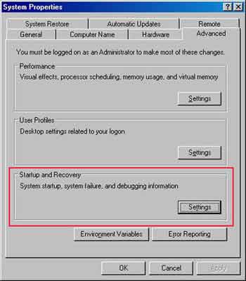 Recovery Console System Properties